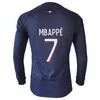 2023 24 KIMPEMBE Versão Jogador Masculino Camisas de Futebol Saint Germain MARQUINHOS Manga Comprida VERRATTI MBAPPE N.MENDES Home Blue Away Camisas de Futebol Uniformes Adultos