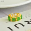 Cluster Rings Natural Real 925 Sterling Silver Inlaid Green Hetian Jade Open for Women Engagement Present Män
