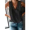 Camicette da donna Top da donna 2023 Estate Tinta unita Patchwork Pizzo Gilet a spalle scoperte Camicia casual con scollo a V allentata