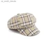 Spring Autumn Hat 2023 New Fashion Octagonal Newsboy Cap For Women Vintage Plaid Beret Hat Ladies Artist Painter's Cap L230523