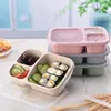 Dinnerware Sets Portable Storage Container Wheat Straw Bento Box Student Sanitary 3 Grid Microwave Environmental Protection Without Spa