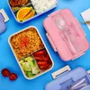 Ensembles de vaisselle Behogar Lunch Box Récipients à bento au micro-ondes avec vaisselle en acier inoxydable pour adultes, enfants, travail scolaire 1200 ml