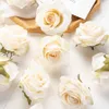 Gedroogde bloemen 100 stuks 9 cm kunstmatige muur voor scrapbook kerst woondecoratie kransen bruiloft tuin diy bonbondoos zijde witte rozen