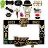 Nouveau 2023 Happy New Year Photo Frame Cheers Champagne Photo Booth Props Décorations De Noël Navidad New Year's Eve Party Supplies