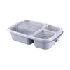 Dinnerware Sets Portable Storage Container Wheat Straw Bento Box Student Sanitary 3 Grid Microwave Environmental Protection Without Spa