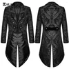 Hommes Trench Coats Adulte Hommes Médiéval Cosplay Noir Vestes Diable Mode Gothique Steampunk Tailcoat Brocade Damas Mariage Halloween