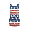 Casual Dresses Independence Day Female Summer Sexy Suspender American Flag Print Vintage Lace Up Waist Dress Formal For Women Vestidos