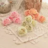 Dried Flowers 5pcs Silk Artificial Flower With Burning Rose Head Garden Wedding Arrangement Family Party Gift Box Diy Decorative