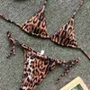 Kvinnors plus storlek badkläder sexig solid mirco bikini set kvinnor leopard tryck bikini pushup vadderad badkläder bad baddräkt Brazlian Beachwear set x0621
