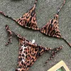 Dames Grote maten badmode Sexy Effen Mirco Bikini Sets Vrouwen Luipaard Print Bikini PushUp Padded Badmode Badpak Badpak Brazlian Beachwear Set x0621