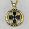 Collane con ciondolo Grande acciaio inossidabile 316L color oro con croce est nera Cavalieri Templari Classici per uomo Donna Gioielli