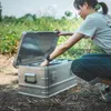 Tragbare Aufbewahrungsbox aus Aluminiumlegierung für den Außenbereich, umweltfreundlicher Campingkoffer mit hoher Kapazität, Reisekoffer für Kleinigkeiten