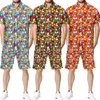 Herren-Trainingsanzüge est Hawaii-Hemd-Set für Herren, Weihnachten, 3D-Druck, kurzärmlig, Reversknopf-Hemd, Strand-Shorts, Anzug, lässiger Trend, Sommer-Outfits 230620