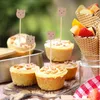 New 50pcs Cute Bear Disposable Bamboo Buffet Food Picks Cake Dessert Fruit Forks Sticks for Baby Kids Birthday Party Decor Supplies