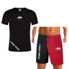 Męskie dresy 2 szt./Zestawy męskiej odzieży sportowej T-shirt z krótkim rękawem Kombinezon Athletic zużycie Kompresyjne GYM Elastic Tracksuit Ropa Deportiva Running Set 230620