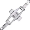 Watch Bands 24/26mm Stainless Steel Solid Link Band Bracelet Strap Push Button Deployment Buckle Silver Men Wrist Replacement