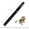 Spinning Rods Portable Pocket Telescopic Mini Fishing Rod Pole Pen Shape Folded With Reel Wheel For Outdoor River Lake 230621