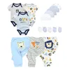 Kleidung Sets 2023 Baumwolle Solide geboren Baby Unisex BodysHosen HüteHandschuhe Mädchen Jungen Kleidung Kurzarm Roupas de bebe 230620