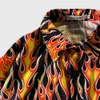 T-shirt da uomo Camicia casual ampia da uomo Street Rock Flame Print Street Ami Khaki American Retro Full Print Camicia a maniche corte 230620