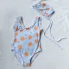 Szorty Summer Girl Szybkie odzież z kapeluszem Cartoon Giraffe Bow Bow Kids Cute Swimsuit Ubranie 2-7y E6018 230620