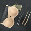 Borst Pad YANDW Sexy Lingerie Push Up Bh Grote Borsten 1/2 Cup Plus Size Vrouwen Siliconen Strapless Wed A B C D E F 70 75 80 85 90 95 230621