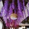 Decorative Flowers Wisteria Artificial 12PCS Hanging Garland Wedding Fake Flower String Silk For Home Garden Decoration