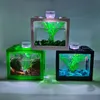 Aquariums Transparent Ecological Fish Tank Colored Light Plastic Turtle Office Home Desktop Acrylic Decoration 230620