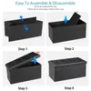 Folding Storage Ottoman Bench 30" Leather Footrest Large Toy Storage Chest Black