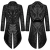 Hommes Trench Coats Adulte Hommes Médiéval Cosplay Noir Vestes Diable Mode Gothique Steampunk Tailcoat Brocade Damas Mariage Halloween