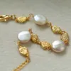 Ins Wind pièce d'or baroque femmes minimaliste décrit perle mode Bracelet dames boucles d'oreilles collier ras du cou