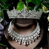 Orecchini collana set moda lucido zircone cubico matrimonio nuziale 5 pezzi fiore Mariage fascia diademi orecchino per le donne N-1633