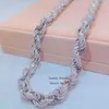 Drop Shipping Rose Goud 925 Zilver 15mm Micro Pave Vvs Moissanite Diamond Rope Chain