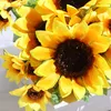 Dried Flowers High Quality Sunflower Artificial Beautiful Silk Bouquet Home Garden Party Wedding Fake Flower Living Room Decoration