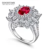 خاتم زواج Solitaire Ring للنساء Pure 100 ٪ 925 Sterling Silver Red High Carbon Gemstone Ring Hight Valentine Gift for Girlfriend 230620
