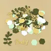 Nya 100st Baby Shower Paper Confetti Green Leaf Table Scatter Kids Wild One Jungle Birthday Party Decoration Kön avslöjar leveranser