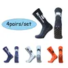 Sportstrumpor 4 par/set TD Grip Non-Slip Sports Soccer Socks Professional Tävling Training Football Socks Calcets Antideslizantes de Fu 230620