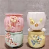 Planters Pots Buah Tangan Cubit Pot Bunga Sukulen Pink Girl Rumah Daging Tanaman Ibu Jari Pot Trompet Cekungan Balkon R230807