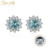 Stud JoyceJelly 1 carat D Couleur Diamant Boucles D'oreilles S925 Bijoux En Argent Sterling Pour Les Femmes En Forme De Tournesol Boucles D'oreilles De Mariage 230620