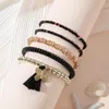 Charm Bracelets Fashion Crystal Tassel Multilayer Frisado Bracelet Para Mulheres Borboleta Temperamento Simples Elástico Atacado