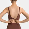 Canotta regolabile da donna per yoga Reggiseno sportivo antiurto ad alta resistenza Intimo con fibbie a tre file delicato sulla pelle con coppe rimovibili Gilet sexy con bella schiena