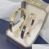 Łańcuchowa bransoletka Bracelets Mężczyźni uwielbiają biżuterię kobietą z różowym złotem Sier Sier Titanium Steel cyrkon 6 mm szerokość mankietu Bolega DHFW2