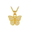Ketten Glänzende Zirkon-Schmetterlings-Halskette Antiker Goldhandwerk-Anhänger mit Vintage-Gerichtsstil Exquisiter Schlüsselbeinkettenschmuck