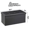 Folding Storage Ottoman Bench 30" Leather Footrest Large Toy Storage Chest Black