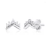 Ohrstecker CKK Silber 925 Schmuck Tiara Wishbone Für Frauen Geschenk Sterling Original Ohrring