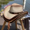 Chapéus de aba larga chapéus de balde chapéu de cowboy feminino gradiente jazz chapéu de palha chapéu de verão para homens pesca ao ar livre protetor solar chapéu masculino sombra praia chapéu 230620