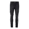 Jeans pour hommes Prêt-à-porter Denim Skinny Slim Super Stretch Distressed Ripped Distressing Pantalon Détruit Trous Pantalon