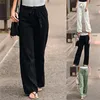 Women's Jeans Women High Waist Straight Trousers Summer Casual Elastic Lace-up Wide Leg Pants Harajuku Solid Ankle-length Length Pant