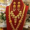 Halsbandörhängen Set Dubai 24K Gold Plated Wedding Ring Armband för kvinnors smycken DD10239