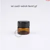 24pcs/lot Hot Sale Amber 5ml Glass Eye Cream Jar Small Empty 5G女性化粧品コンテナ