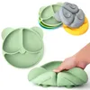 Tasses Vaisselle Ustensiles Enfants Bébé Silicone Ventouse Bol Ours Visage Assiette Vaisselle Ensemble Sourire Rétro Enfants 230621